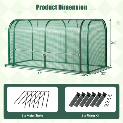 Mini Tunnel Greenhouse, Roll-Up Zipper Door, Green Greenhouses at Gallery Canada
