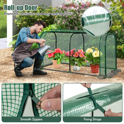 Mini Tunnel Greenhouse, Roll-Up Zipper Door, Green Greenhouses at Gallery Canada