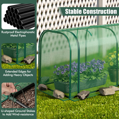 Mini Tunnel Greenhouse, Roll-Up Zipper Door, Green Greenhouses at Gallery Canada