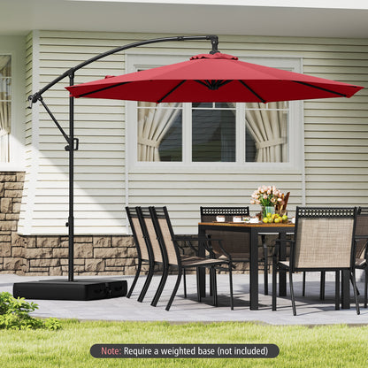 10 Feet Offset Hanging Umbrella, With Base And Tilt, Wine Outdoor Umbrellas at Gallery Canada