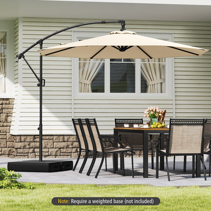 10 Feet Offset Hanging Umbrella, With Base And Infinite Tilt, Beige Outdoor Umbrellas at Gallery Canada