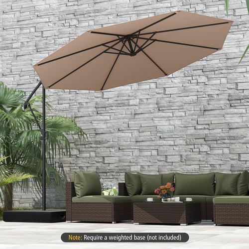 10 Feet Offset Hanging Umbrella, Coffee