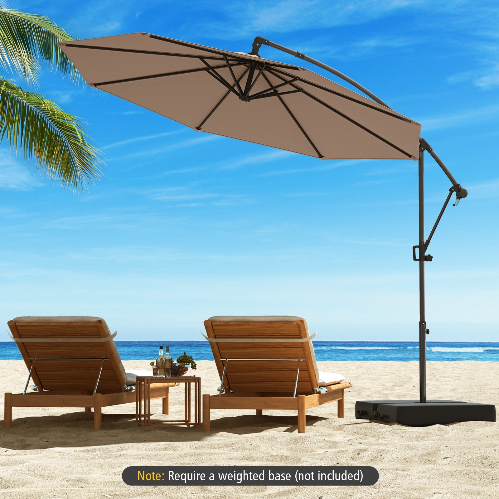 10 Feet Offset Hanging Umbrella, Coffee Outdoor Umbrellas at Gallery Canada