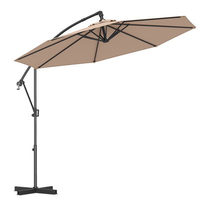10 Feet Offset Hanging Umbrella, Coffee Outdoor Umbrellas at Gallery Canada