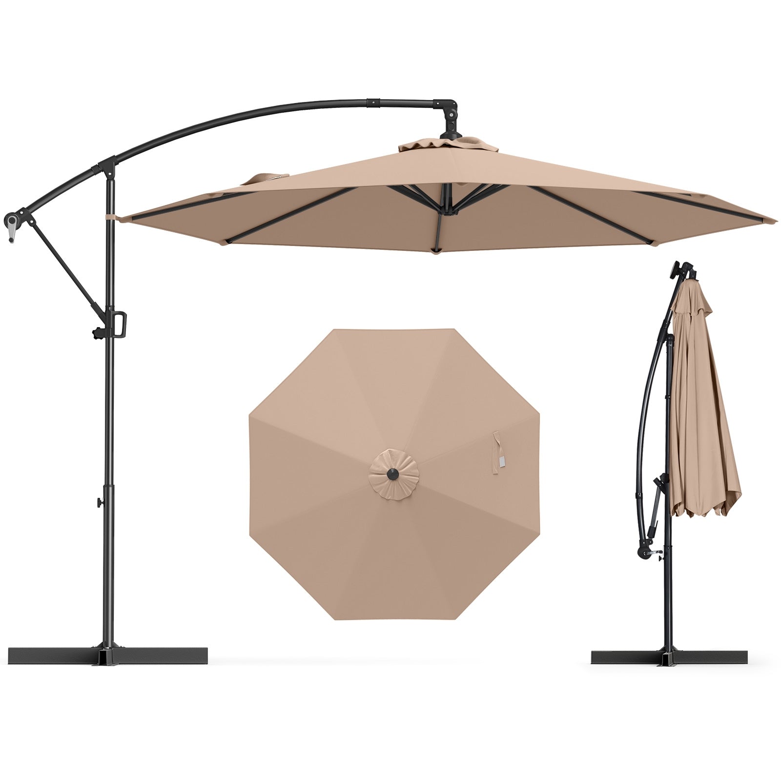 10 Feet Offset Hanging Umbrella, Coffee Outdoor Umbrellas at Gallery Canada