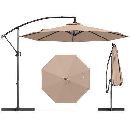 10 Feet Offset Hanging Umbrella, Coffee Outdoor Umbrellas at Gallery Canada
