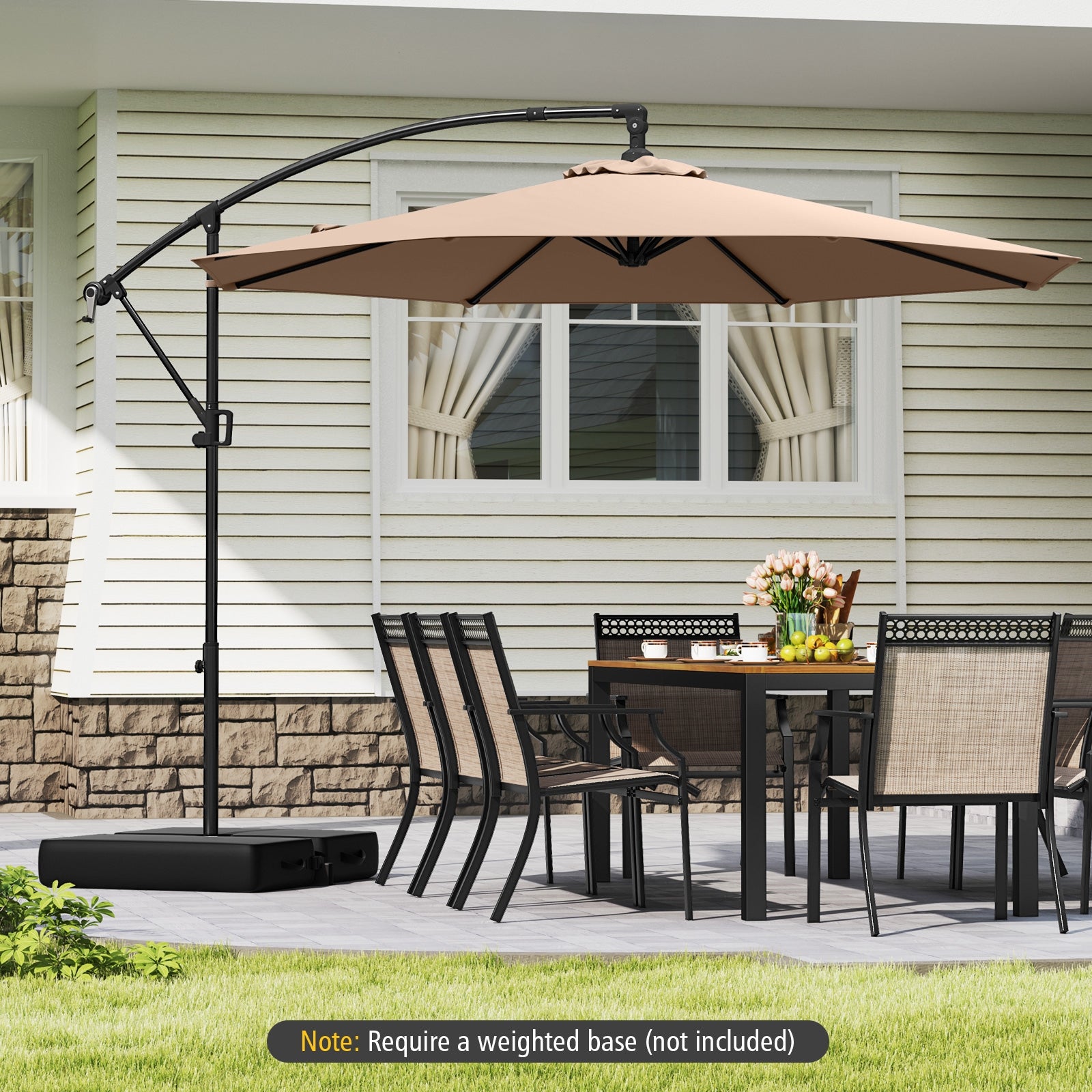 10 Feet Offset Hanging Umbrella, Coffee Outdoor Umbrellas at Gallery Canada
