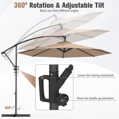 10 Feet Offset Hanging Umbrella, Coffee Outdoor Umbrellas at Gallery Canada