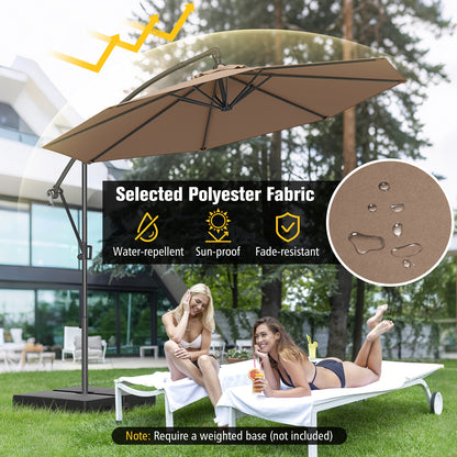 10 Feet Offset Hanging Umbrella, Coffee Outdoor Umbrellas at Gallery Canada