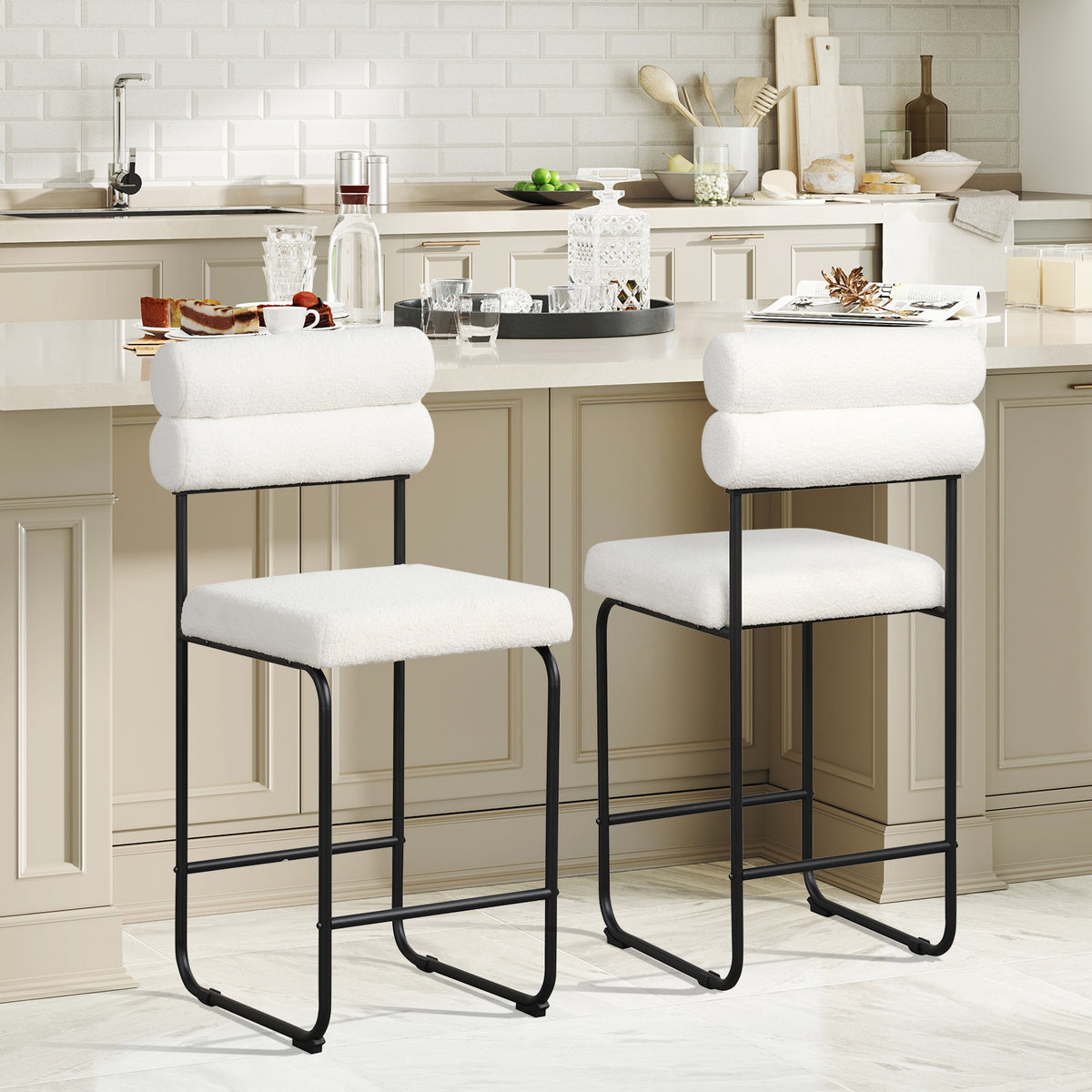 26 Inch Counter Height Bar Stools, Set of 2, White Bar Stools at Gallery Canada