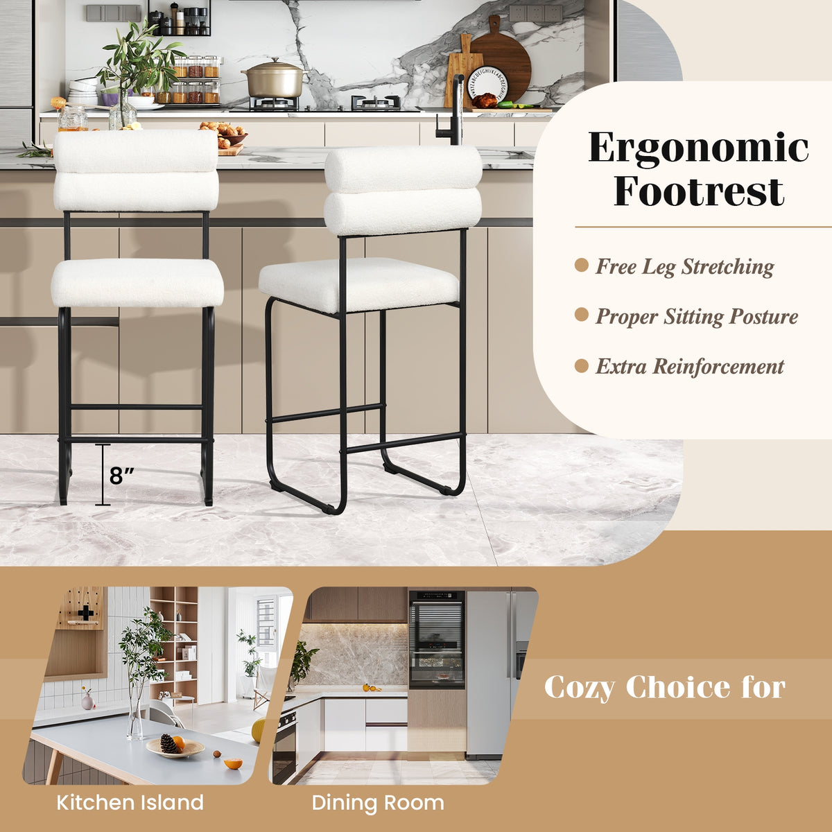 26 Inch Counter Height Bar Stools, Set of 2, White Bar Stools at Gallery Canada