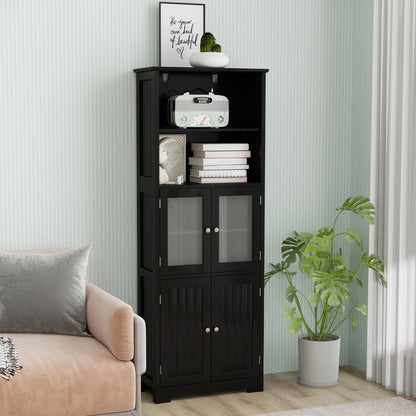 6-Tier Freestanding Bathroom Cabinet, Adjustable Shelves, Black Floor Cabinets at Gallery Canada