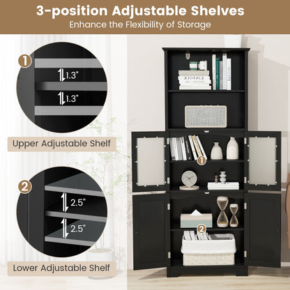 6-Tier Freestanding Bathroom Cabinet, Adjustable Shelves, Black Floor Cabinets at Gallery Canada