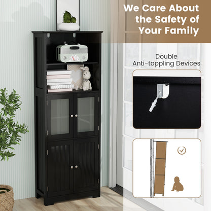 6-Tier Freestanding Bathroom Cabinet, Adjustable Shelves, Black Floor Cabinets at Gallery Canada