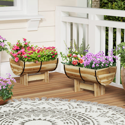 Outdoor Wooden Planter With Legs, Natural Raised Garden Beds at Gallery Canada