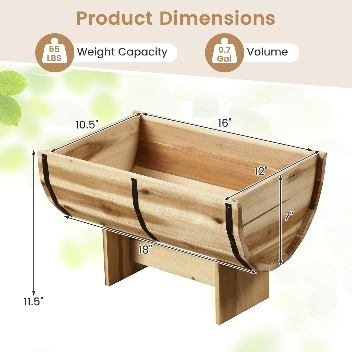 Outdoor Wooden Planter With Legs, Natural Raised Garden Beds at Gallery Canada