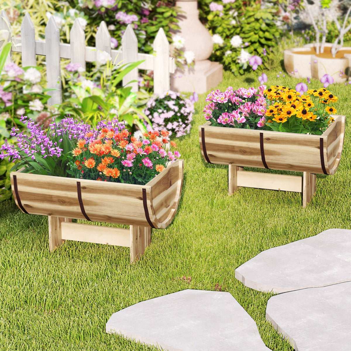 Outdoor Wooden Planter With Legs, Natural Raised Garden Beds at Gallery Canada