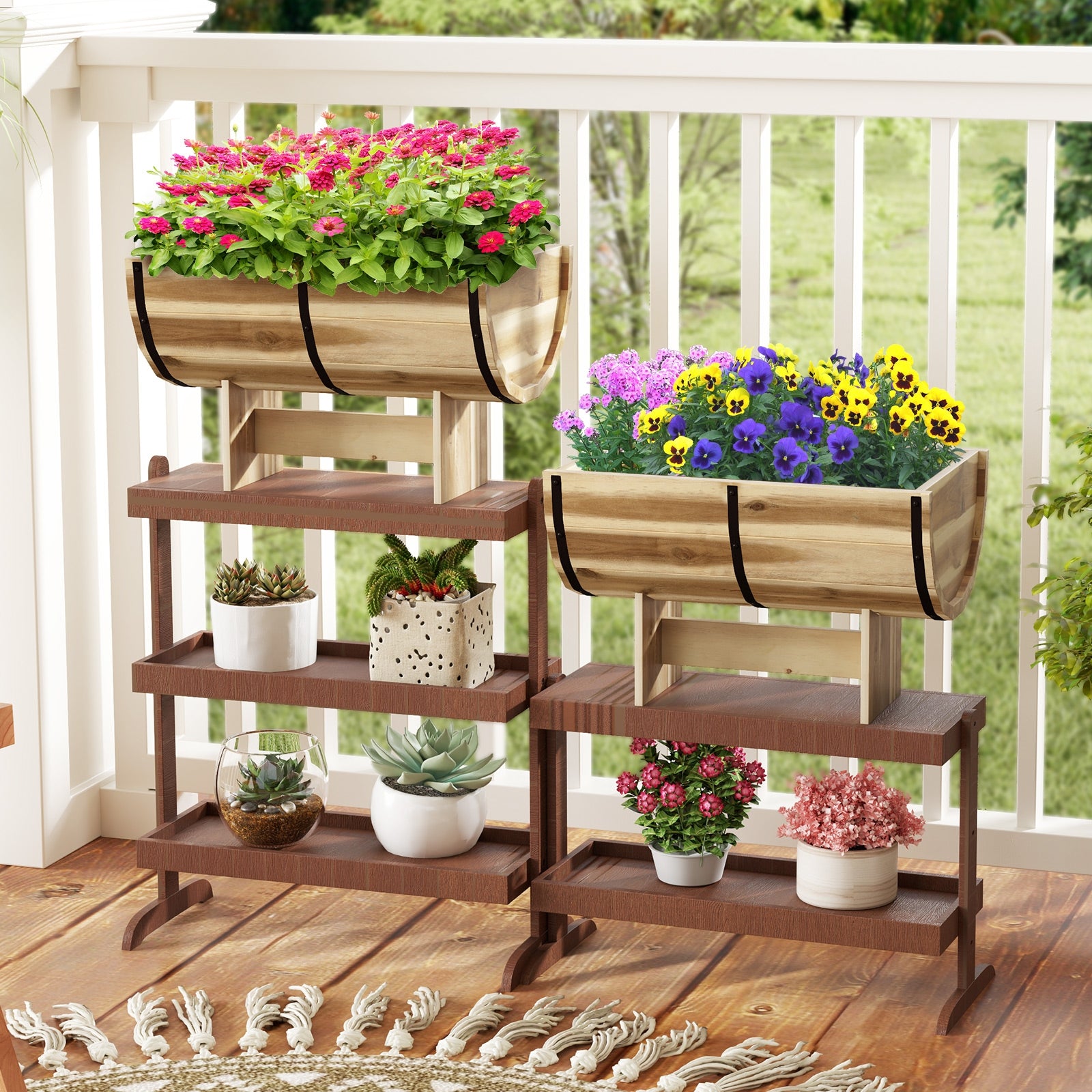 Outdoor Wooden Planter With Legs, Natural Raised Garden Beds at Gallery Canada
