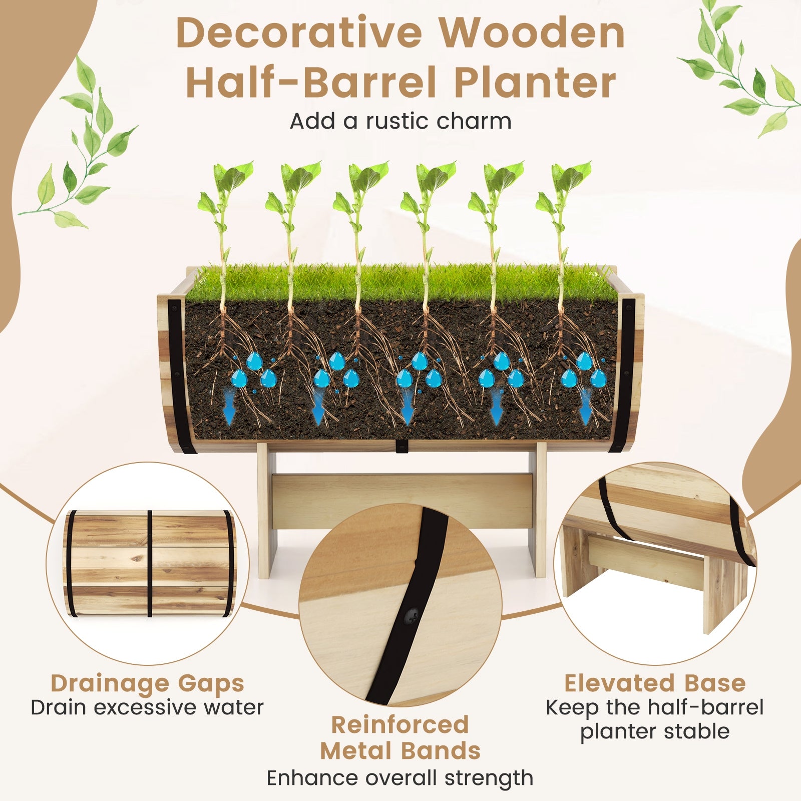 Outdoor Wooden Planter With Legs, Natural Raised Garden Beds at Gallery Canada