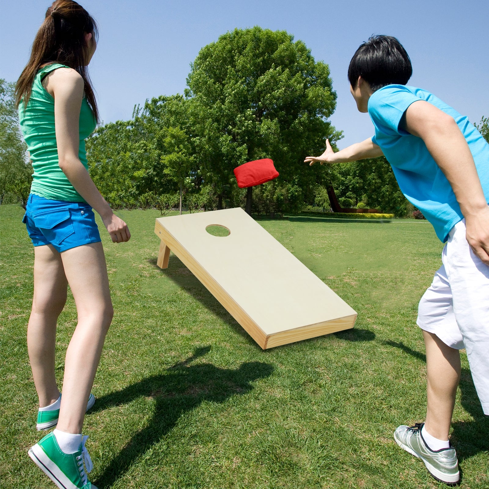 Solid Wood Cornhole Board Set, M, Includes 8 Bean Bags, Natural Sandboxes at Gallery Canada