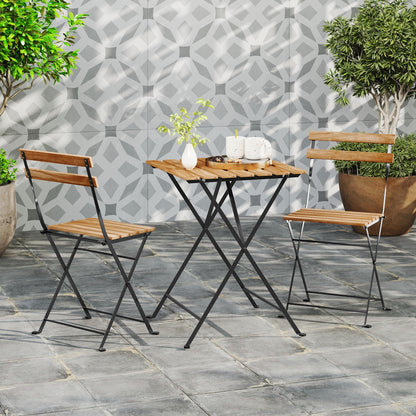 3 Piece Patio Bistro Set, Acacia Wood, Slatted Seat, Brown Patio Dining Sets at Gallery Canada