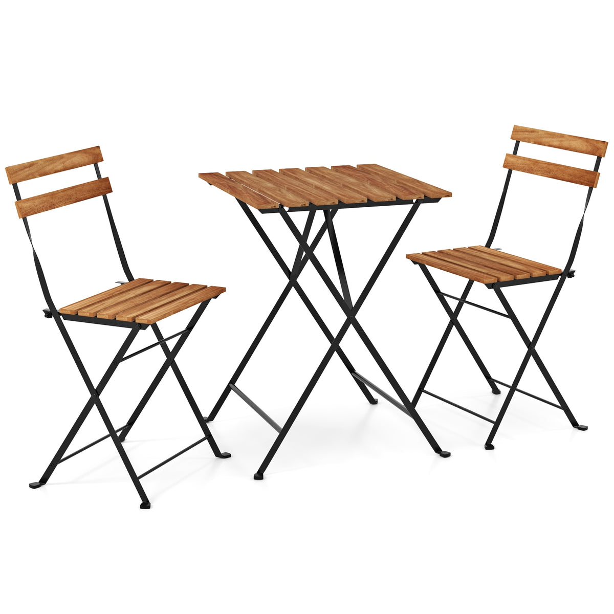 3 Piece Patio Bistro Set, Acacia Wood, Slatted Seat, Brown Patio Dining Sets Brown at Gallery Canada