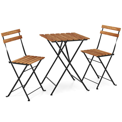 3 Piece Patio Bistro Set, Acacia Wood, Slatted Seat, Brown Patio Dining Sets at Gallery Canada