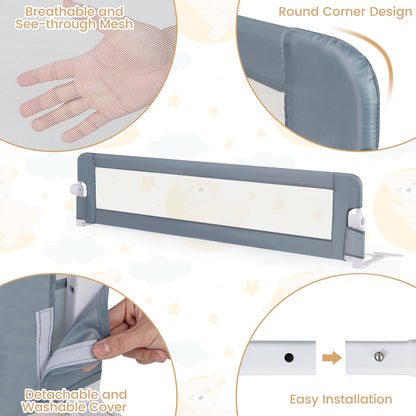 71-Inch Foldable Bed Rail, Adjustable Safety Strap, Gray Bed Rails at Gallery Canada