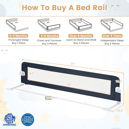 71-Inch Foldable Bed Rail, Swing Down Baby Bed Guard, Blue Bed Rails at Gallery Canada