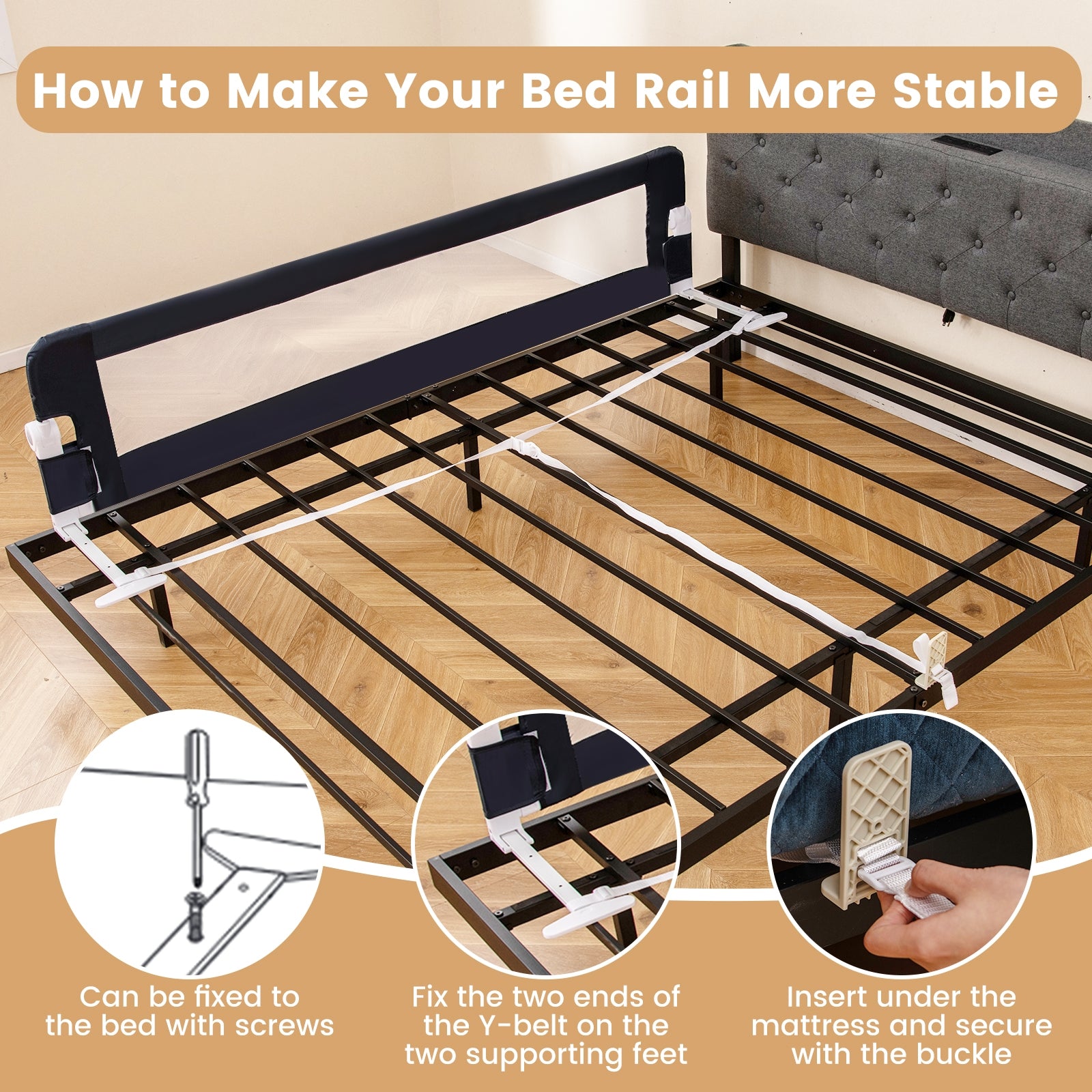 71-Inch Foldable Bed Rail, Swing Down Baby Bed Guard, Blue Bed Rails at Gallery Canada