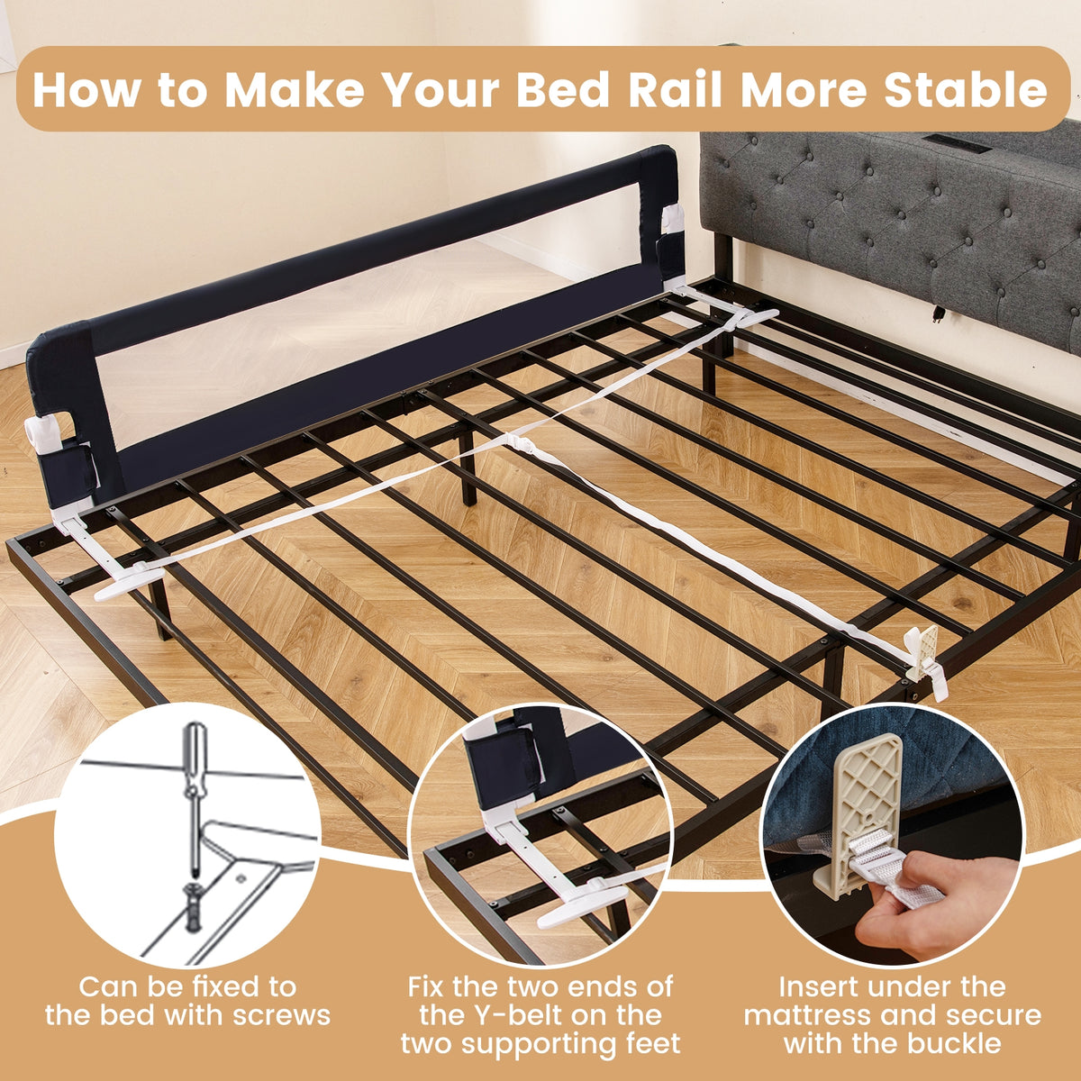 71-Inch Foldable Bed Rail, Swing Down Baby Bed Guard, Blue Bed Rails at Gallery Canada