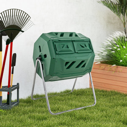 43 Gallon Rotating Compost Bin, Dual Chamber, Sliding Doors, Green Garden Tools at Gallery Canada