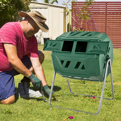 43 Gallon Rotating Compost Bin, Dual Chamber, Sliding Doors, Green Garden Tools at Gallery Canada