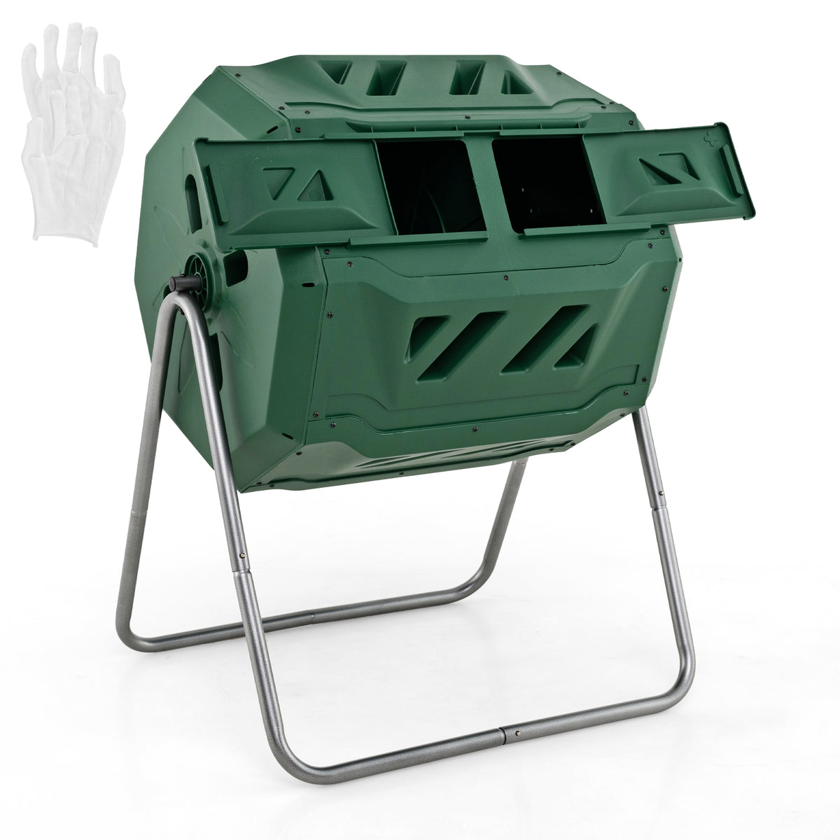43 Gallon Rotating Compost Bin, Dual Chamber, Sliding Doors, Green Garden Tools at Gallery Canada