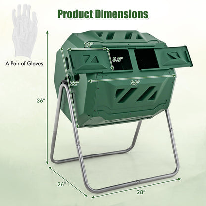 43 Gallon Rotating Compost Bin, Dual Chamber, Sliding Doors, Green Garden Tools at Gallery Canada