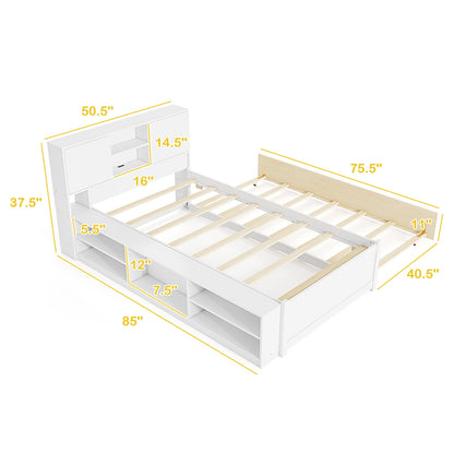 Twin Bed Frame With Trundle, Power Outlets, White Trundle Bed Frame at Gallery Canada