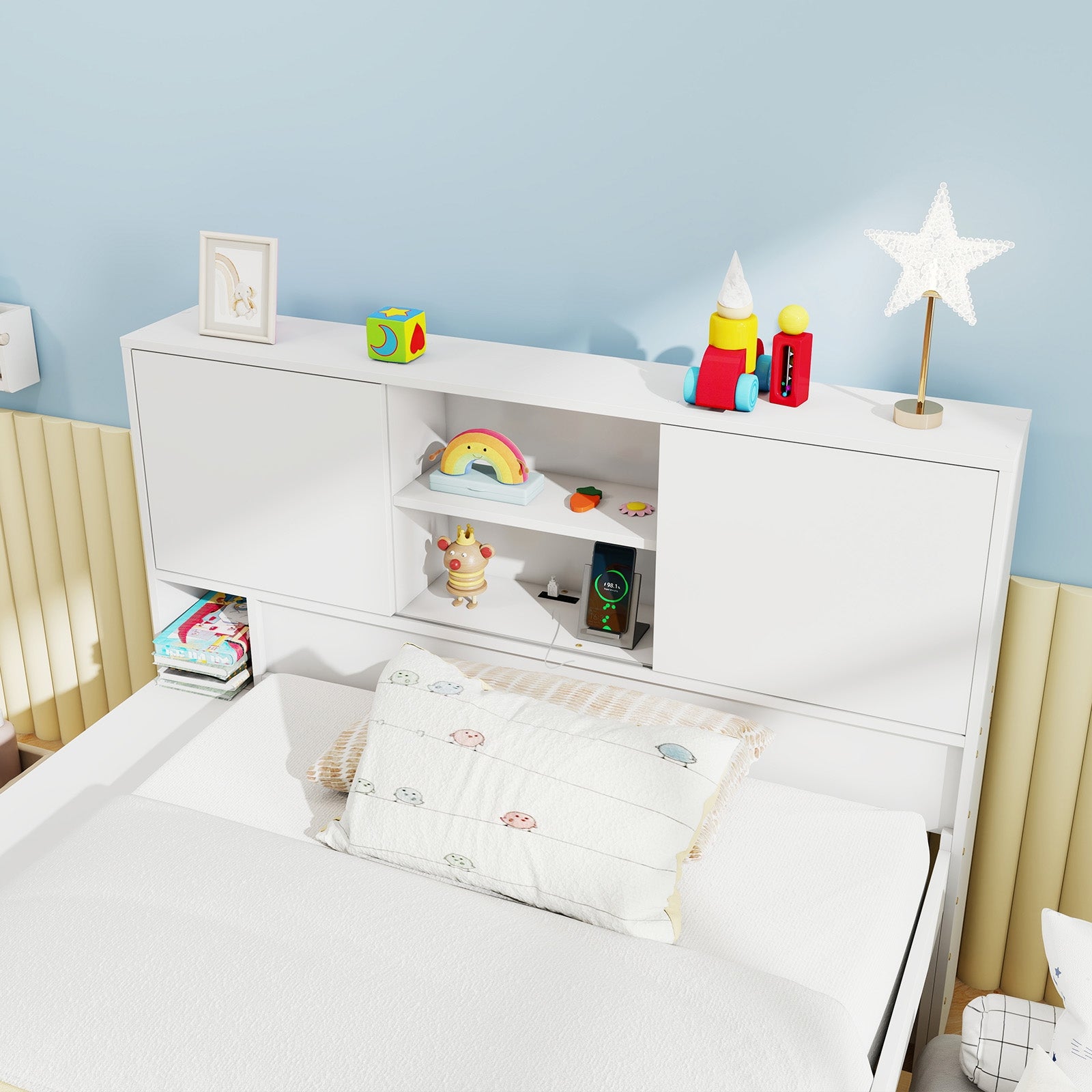 Twin Bed Frame With Trundle, Power Outlets, White Trundle Bed Frame at Gallery Canada