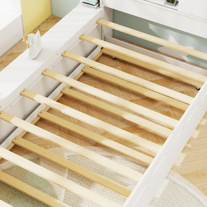 Twin Bed Frame With Trundle, Power Outlets, White Trundle Bed Frame at Gallery Canada