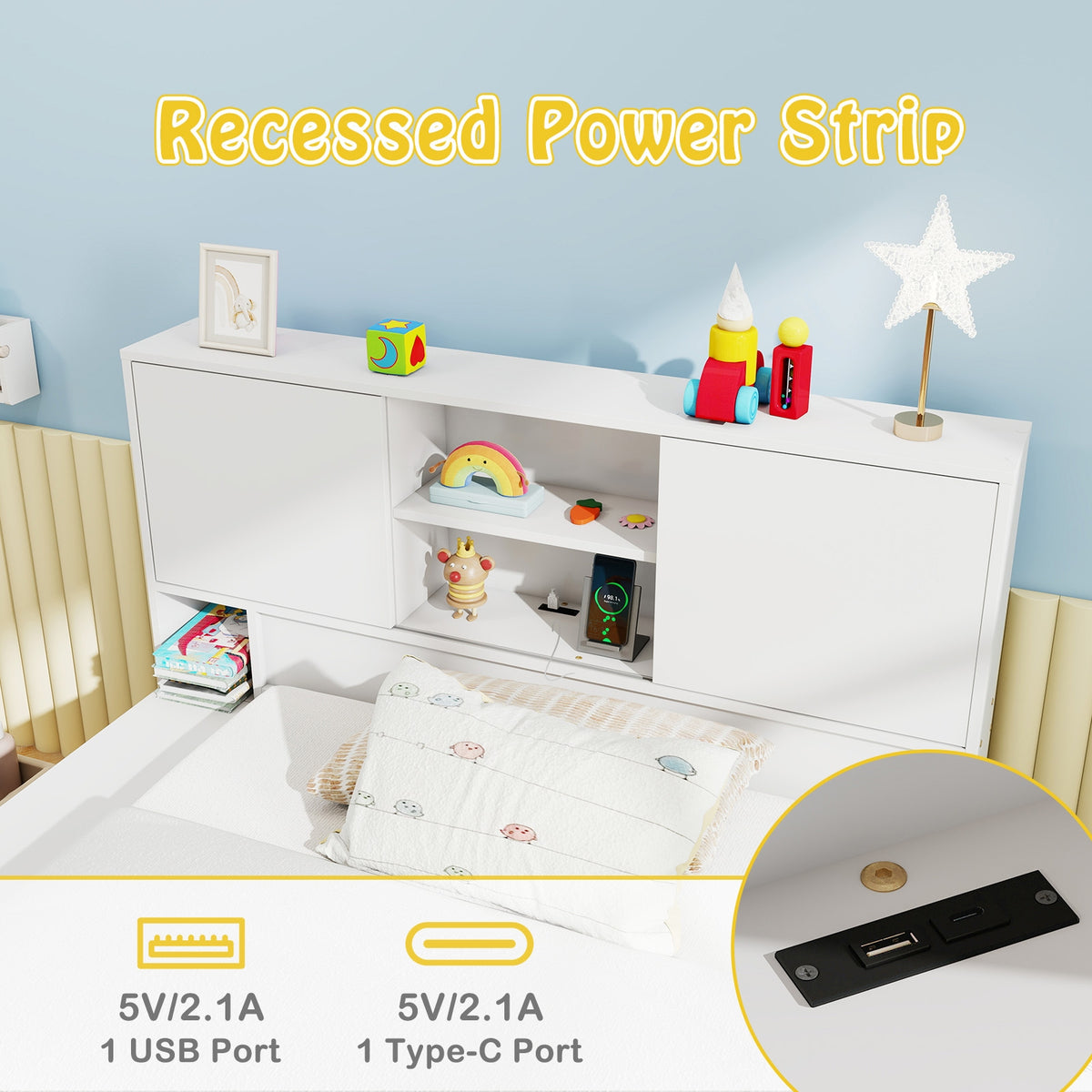 Twin Bed Frame With Trundle, Power Outlets, White Trundle Bed Frame at Gallery Canada