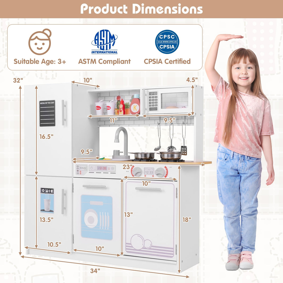Toddler Pretend Play Kitchen Toy, White Play Kitchen Sets at Gallery Canada