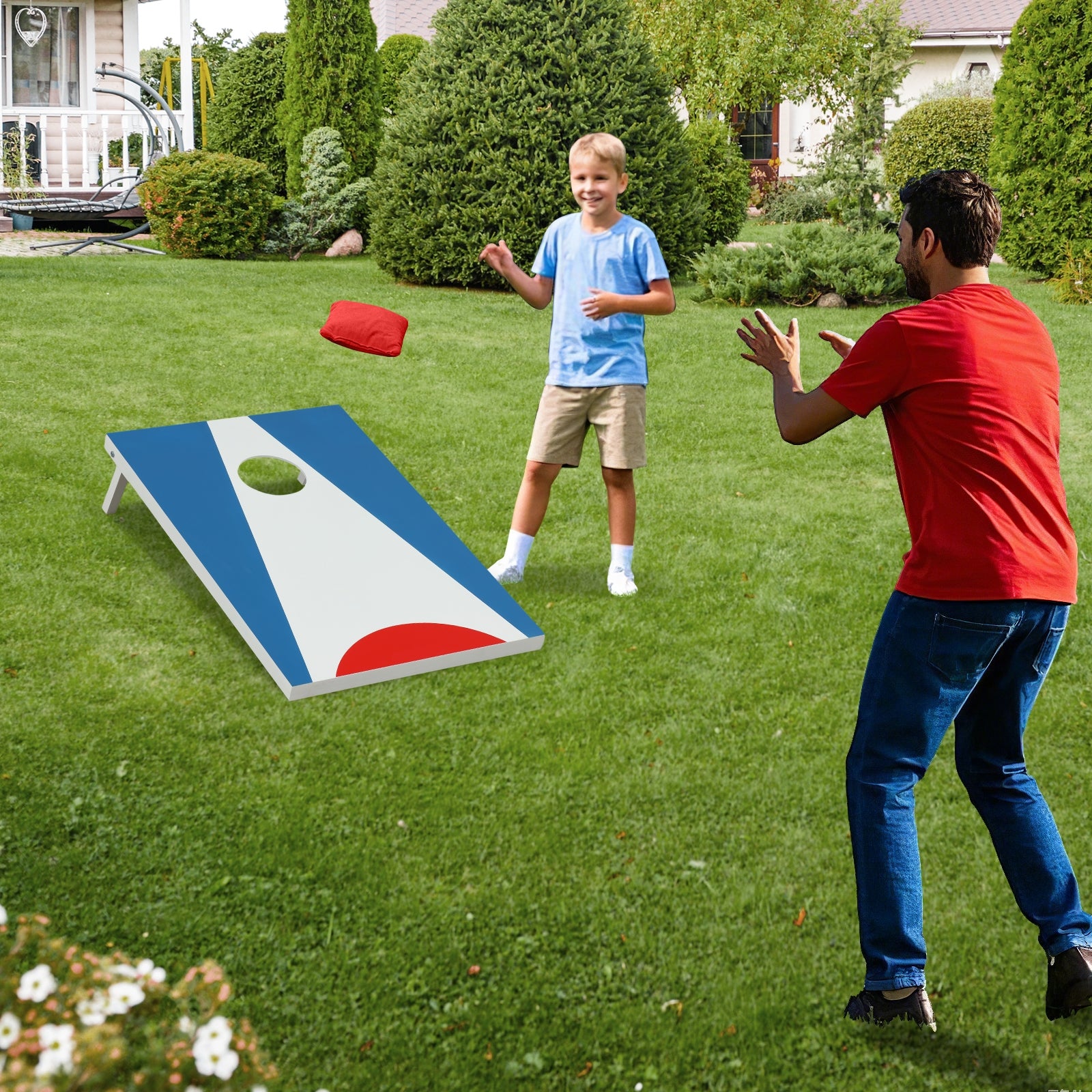 3 x 2FT Cornhole Board Set, Foldable Legs, Side Handle, Blue Game Room at Gallery Canada