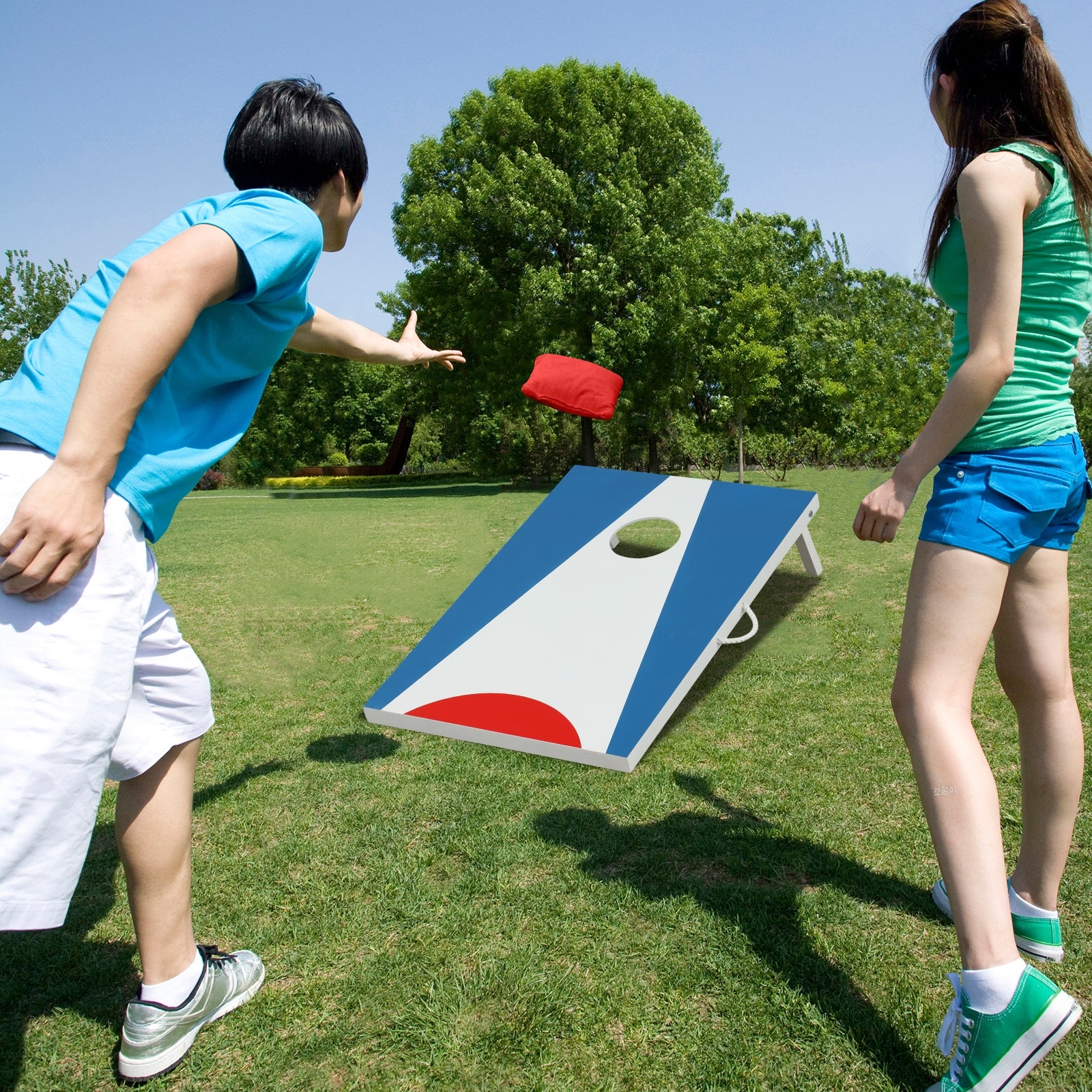 3 x 2FT Cornhole Board Set, Foldable Legs, Side Handle, Blue Game Room at Gallery Canada