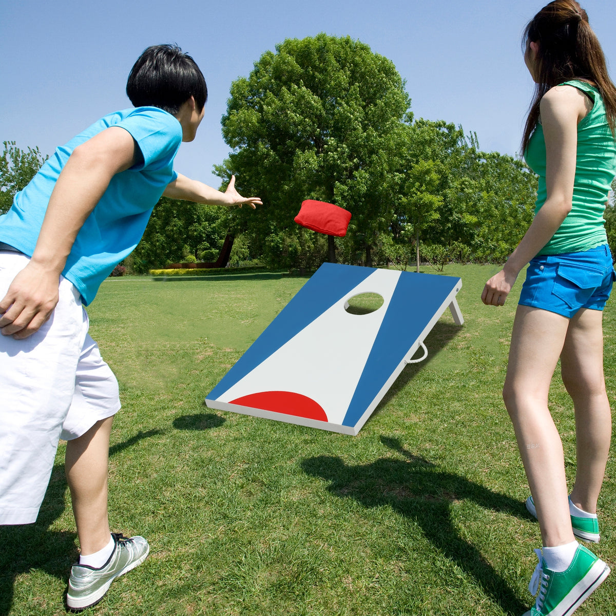 3 x 2FT Cornhole Board Set, Foldable Legs, Side Handle, Blue Game Room at Gallery Canada