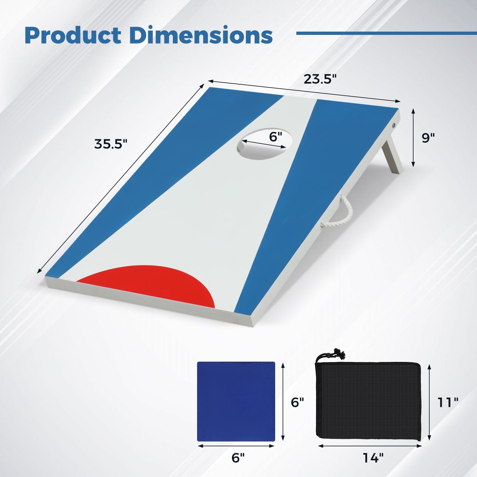 3 x 2FT Cornhole Board Set, Foldable Legs, Side Handle, Blue Game Room at Gallery Canada