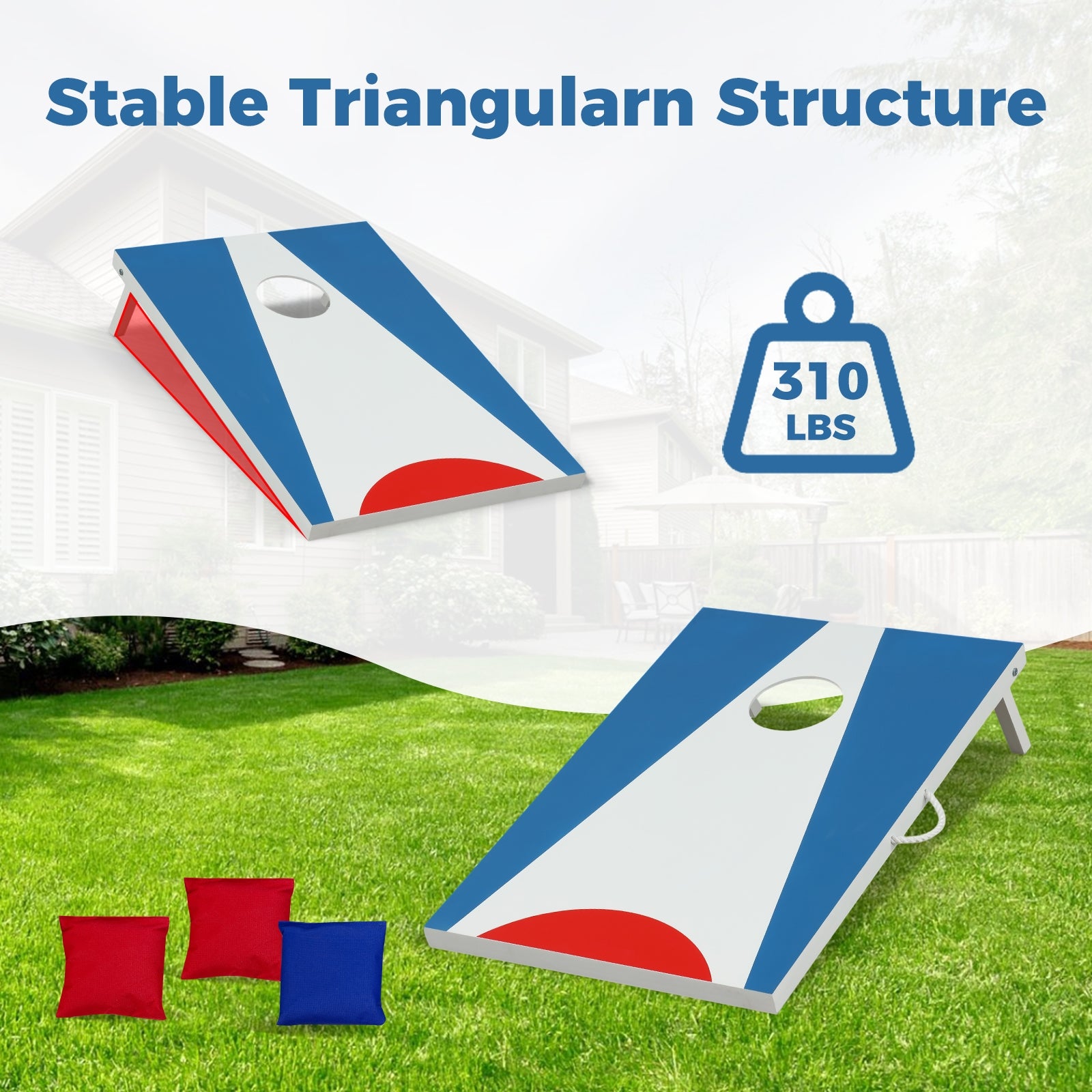 3 x 2FT Cornhole Board Set, Foldable Legs, Side Handle, Blue Game Room at Gallery Canada