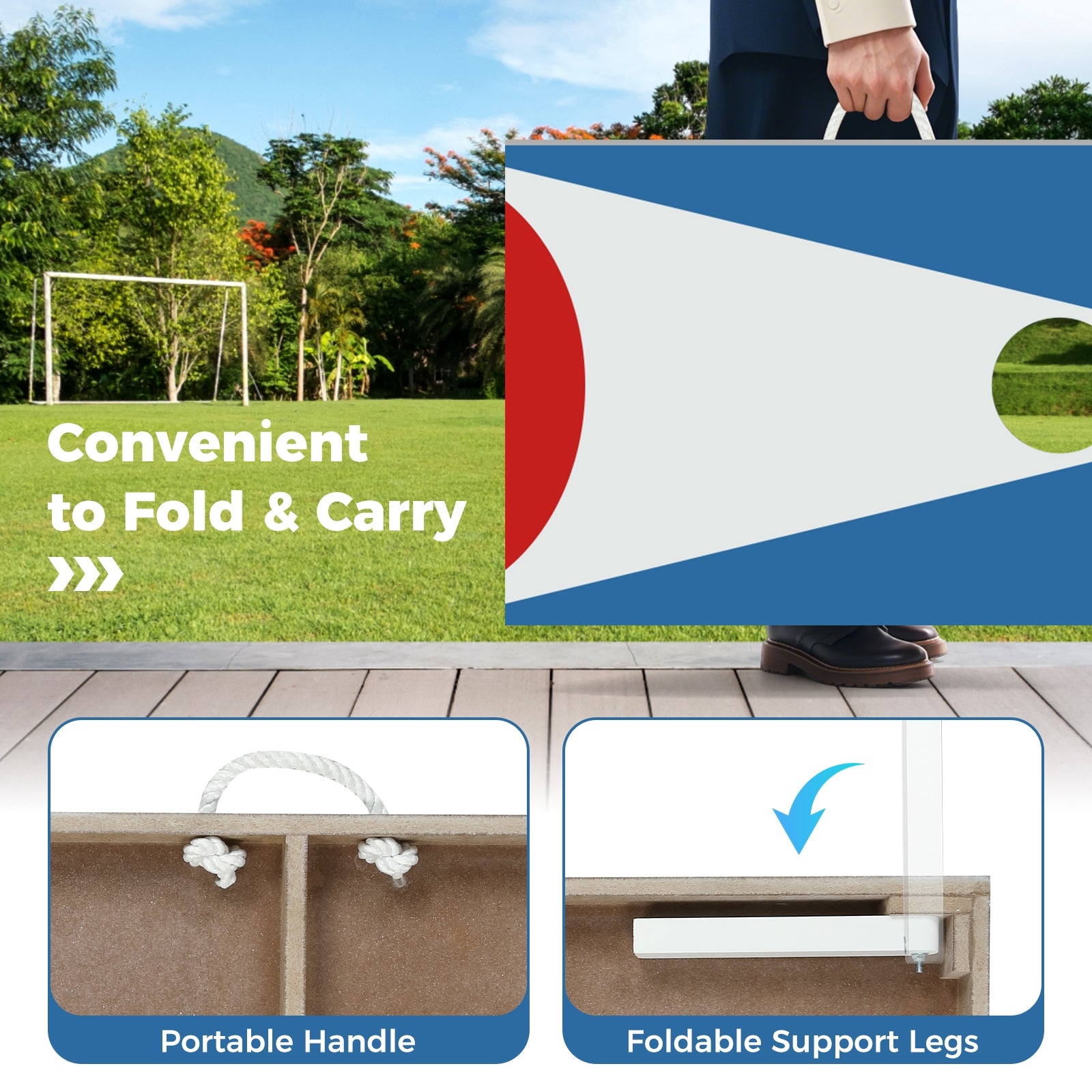 3 x 2FT Cornhole Board Set, Foldable Legs, Side Handle, Blue Game Room at Gallery Canada