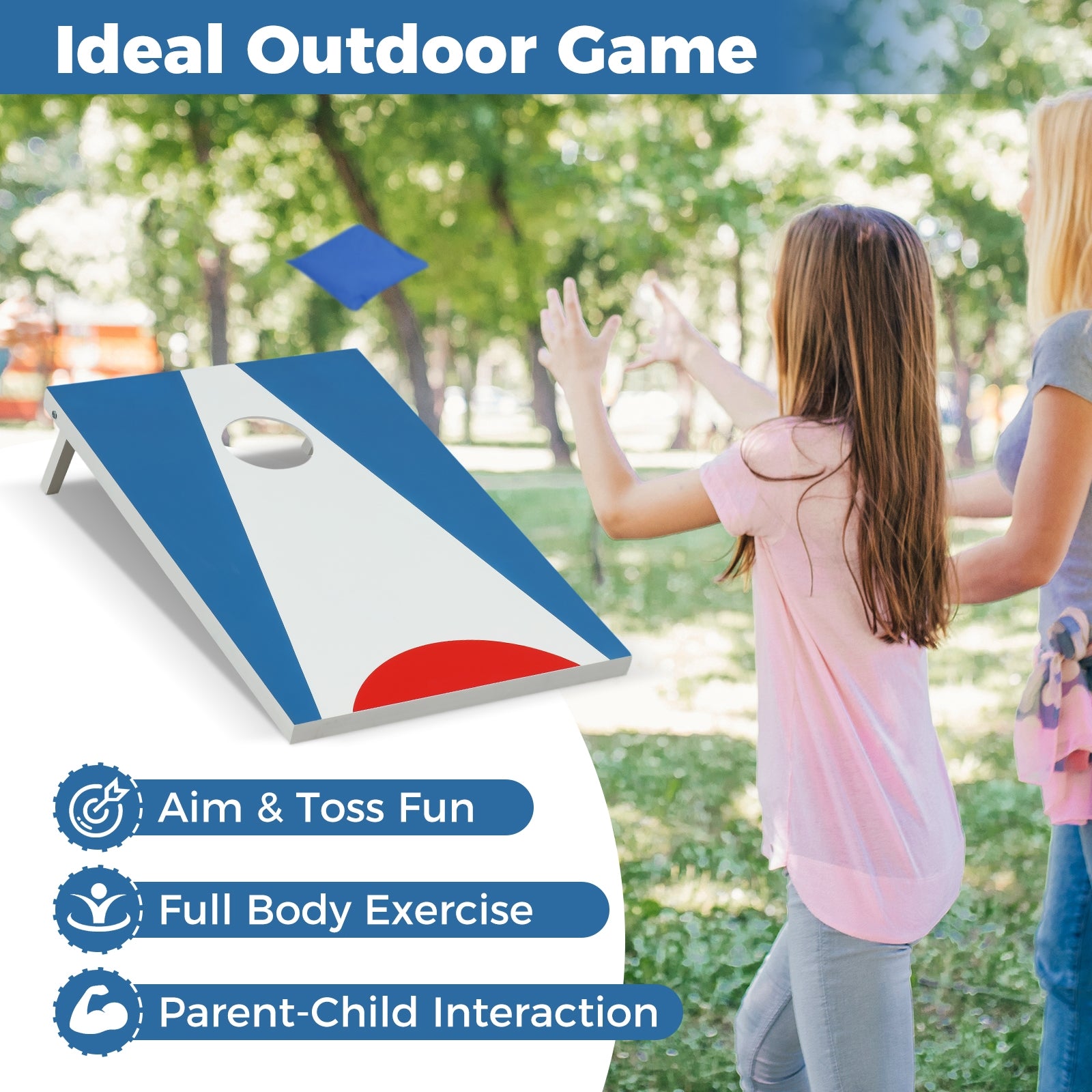 3 x 2FT Cornhole Board Set, Foldable Legs, Side Handle, Blue Game Room at Gallery Canada