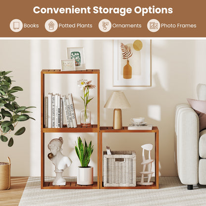 3 Cube Bookcase, Solid Wood Stacking Storage Organizer, Teak Bookcases at Gallery Canada
