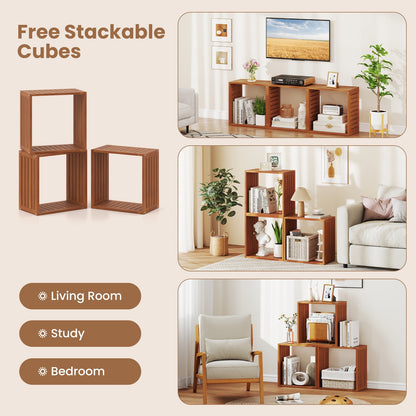 3 Cube Bookcase, Solid Wood Stacking Storage Organizer, Teak Bookcases at Gallery Canada