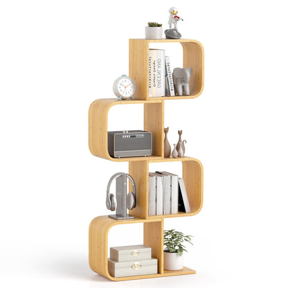4-Tier S-Shaped Bamboo Bookcase, 4 Open Cubes, Natural Bookcases at Gallery Canada